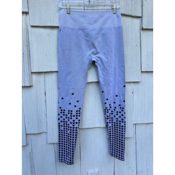 Fabletics‎ High Waisted Seamless Star Leggings Ice Grey Black Breathable Size L - Picture 5 of 9